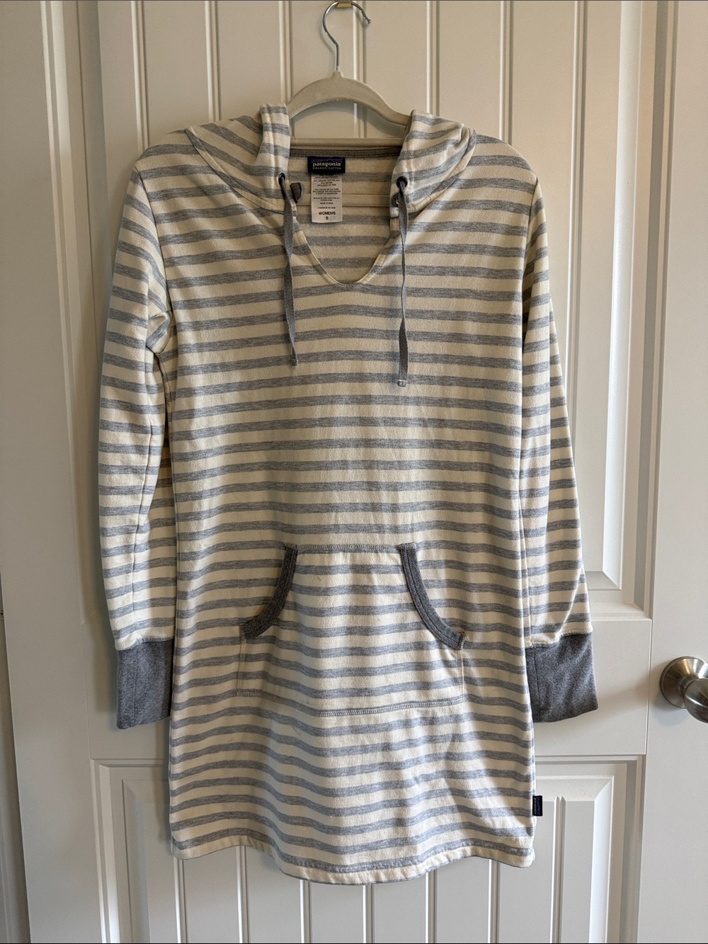 Patagonia Women's Striped Organic Cotton Dress- Gray & Cream
